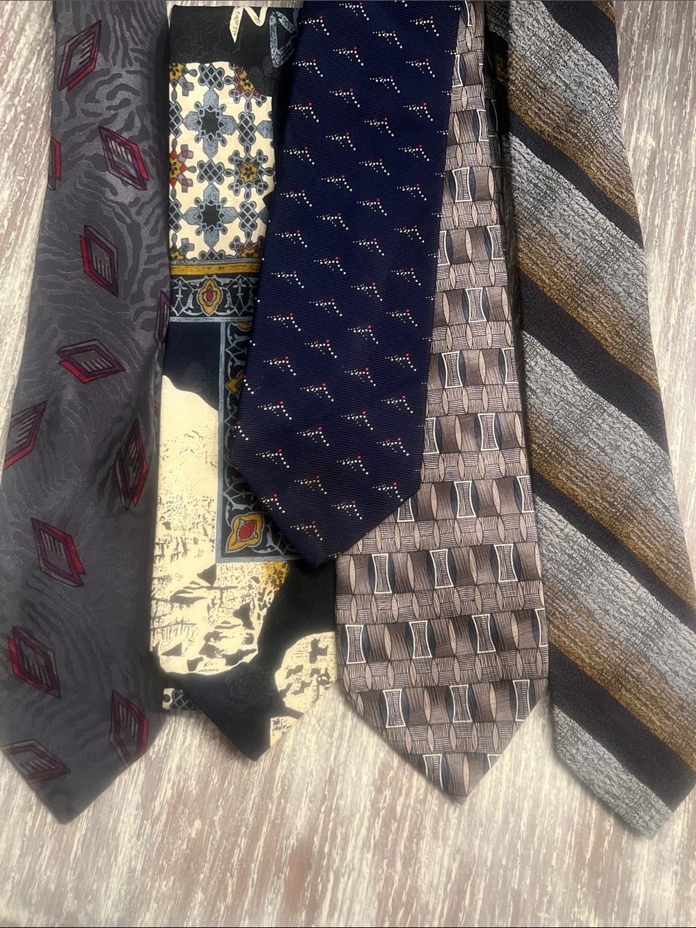Assorted Men's Necktie Collection - Navy, Gray, Brown, Black, Burgundy.